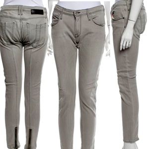 Burberry Brit Concrete Gray Mid-Rise Stretch Skinny Jeans w/rear ankle zippers